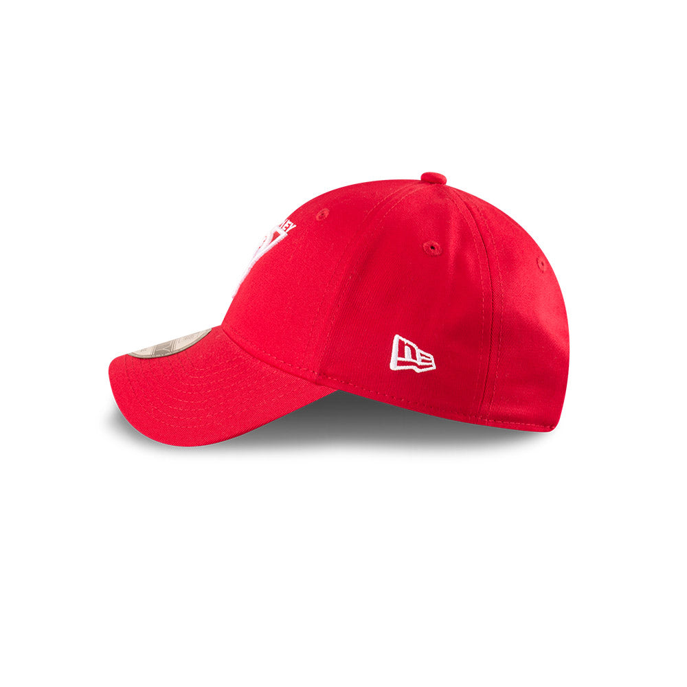 Sydney Swans Youth Hat - AFL 2025 Badged Red OTC 9Forty Kids Strapback Cap - New Era